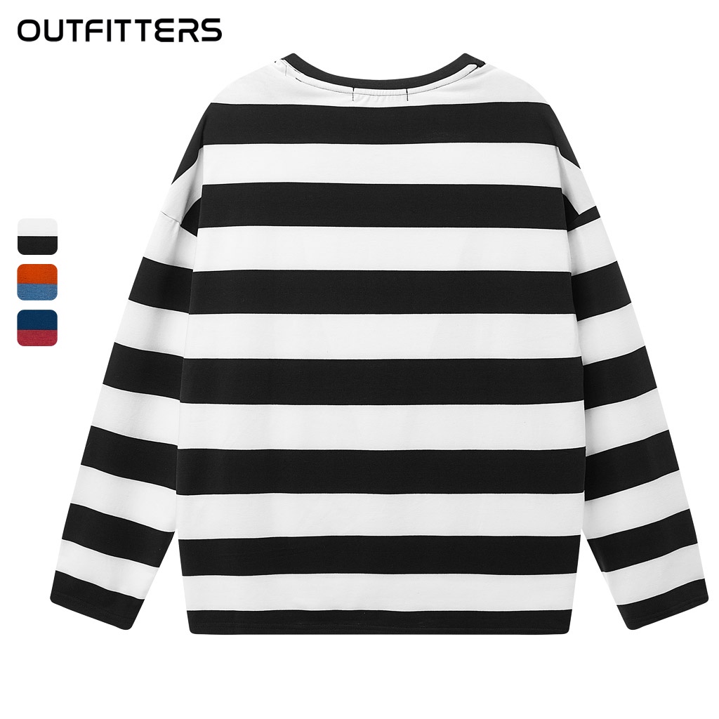 Áo Thun Tay Dài Nữ Nam Sọc Form Rộng [SIGNATURE FULL BOX] Outfitters TDO17 Kẻ 2 Sọc Ngang 100 Cotton 4 Chiều