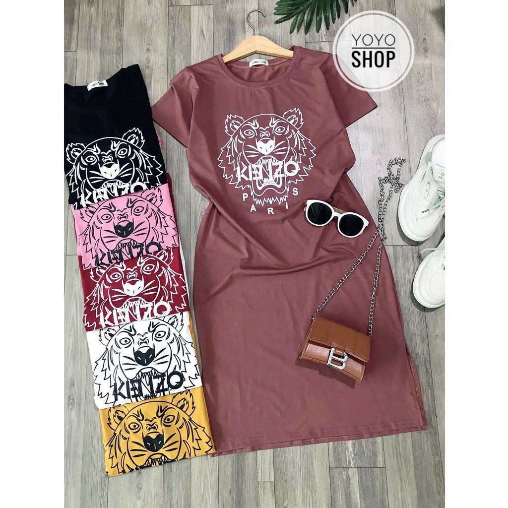 Đầm thun thái dáng suông form dài xẻ tà form dưới 60kg | BigBuy360 - bigbuy360.vn