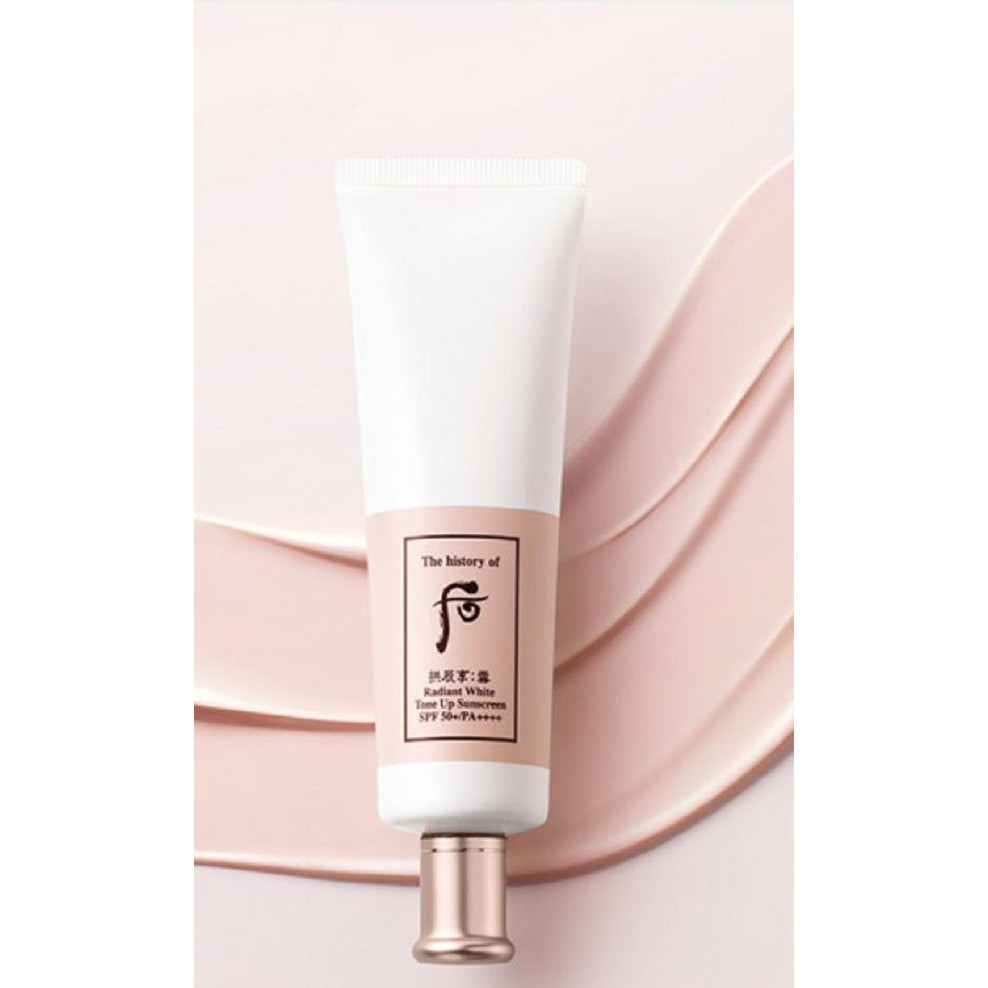 Combo 10 Gói Kem chống nắng dưỡng trắng nâng tone tức thì Whoo Trắng Radiant White Tone Up Sunscreen SPF50+/ PA++++