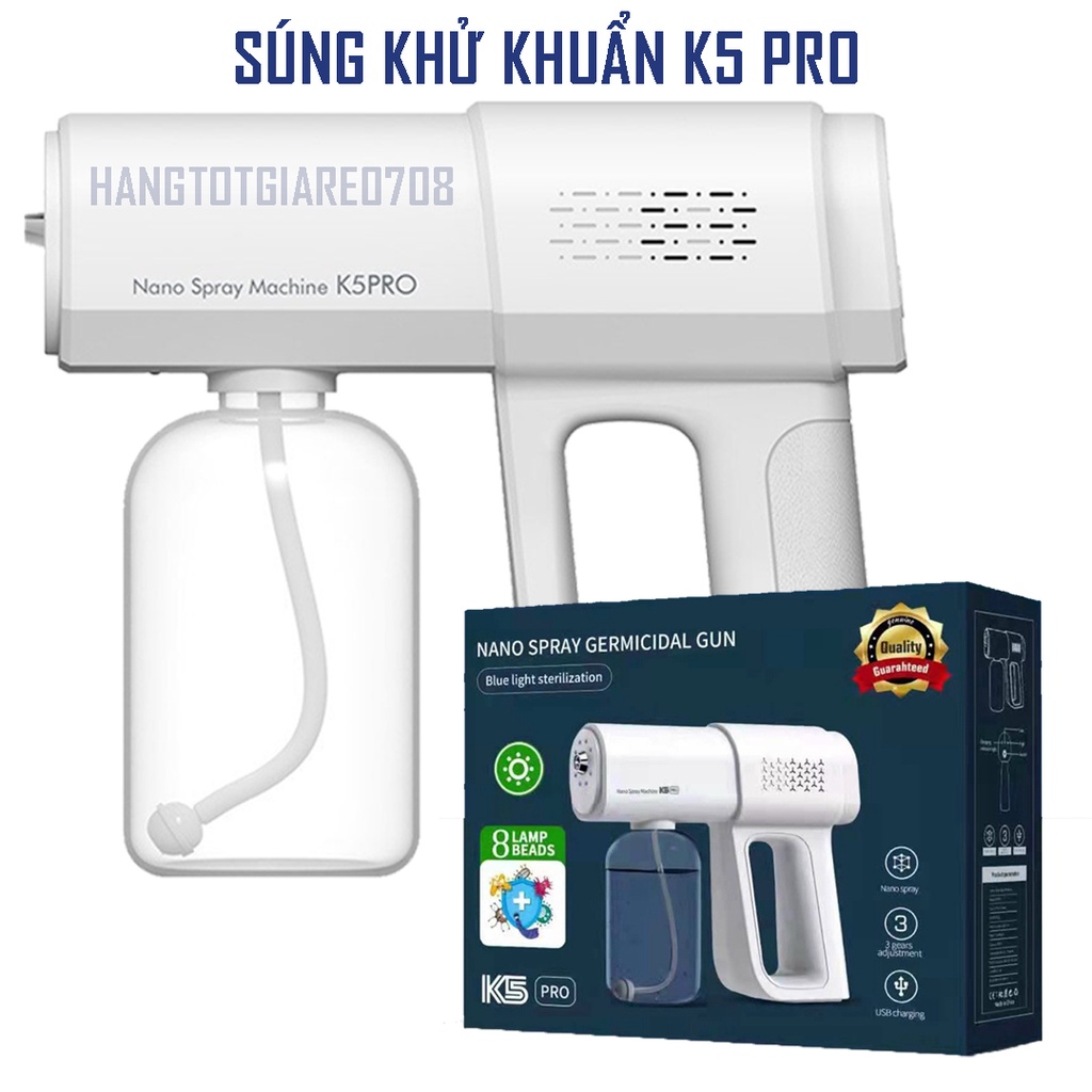 Súng Xịt Khuẩn Khử Cầm Tay Nano K5 PRO Ánh Sáng Xanh, Máy Phun Khử Trùng Cho Gia Đình, Công Ty, Hàng Quán