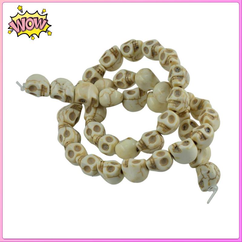 Chuỗi Hạt Hình Đầu Lâu Màu Trắng Ngọc Lam 1 Sợi Dùng Làm Trang Sức Thủ Công