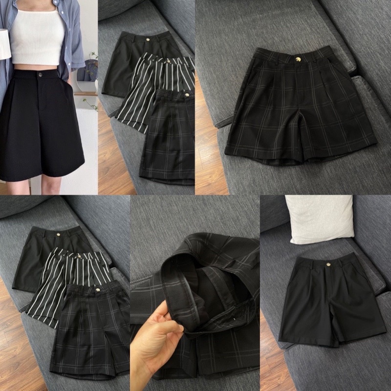 Quần short nữ dáng Bermuda trên gối . Hình cận vải shop chụp thật
