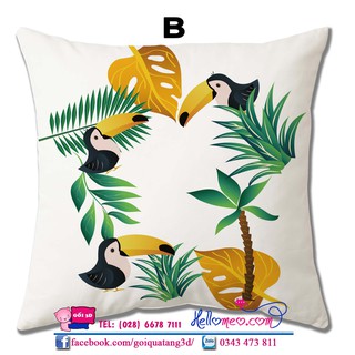 [Siêu Rẻ] Bao Gối Ôm Trang Trí, Bọc Gối Tựa Phòng Khách Đẹp Nhất Shoppe 45 x 45cm  Mẫu Lá Xanh Nhiệt Đới