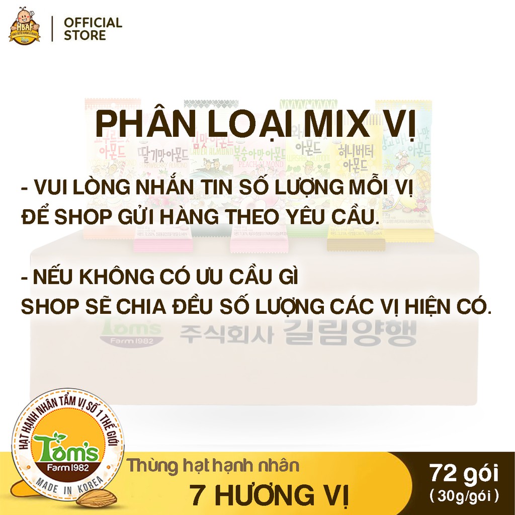 Hộp Hạt Hạnh Nhân Tom's Farm - 12 Gói 30g