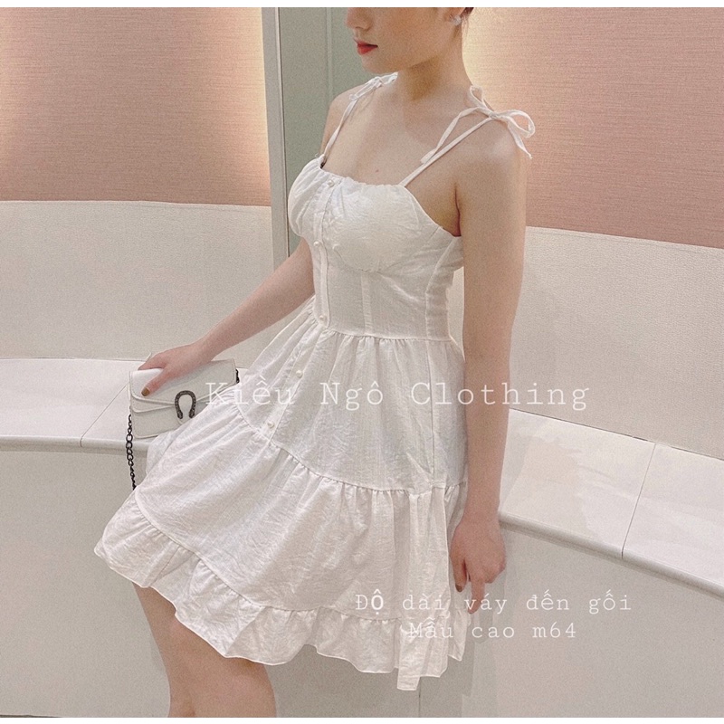 ĐẦM 2 DÂY TRẮNG CÚP NGỰC TẦNG CHÂN BÈO