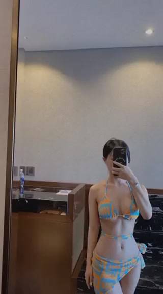 (M21) SET BIKINI 3 MẢNH XANH HOẠ TIẾT ZICZAC HÀN QUỐC | BigBuy360 - bigbuy360.vn