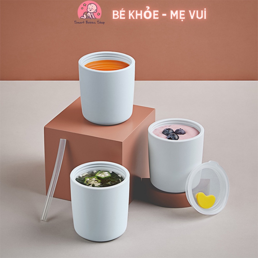 Cốc silicon có nắp đậy tones màu Pastel phong cách Hàn Quốc cho bé