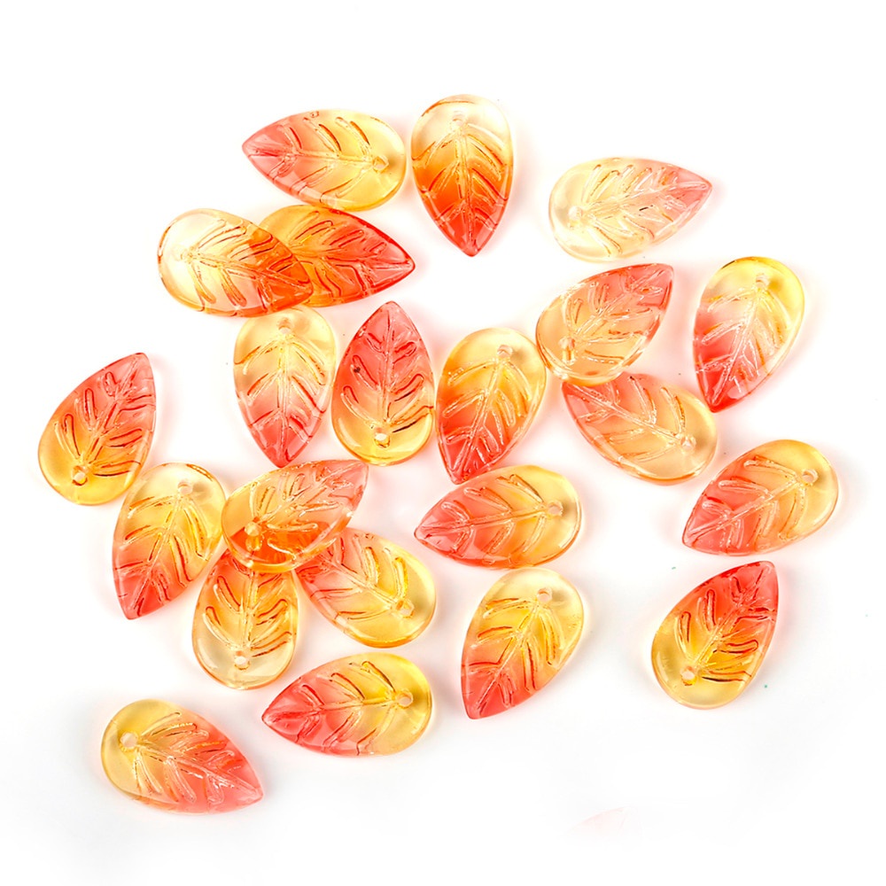 BEADIA Hạt Charm Hình Lá Màu Vàng/Vàng/Xanh Lá Dùng Làm Đồ Trang Sức Thủ Công