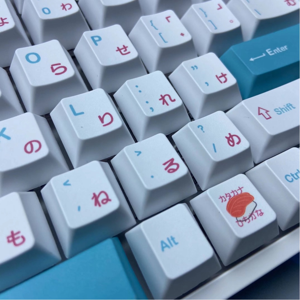 Keycap Sushi tiếng Nhật Nút bàn phím cơ không dây Cherry profile PBT 130 phím Adapts To 104/68/87/980 mechanical keyboards