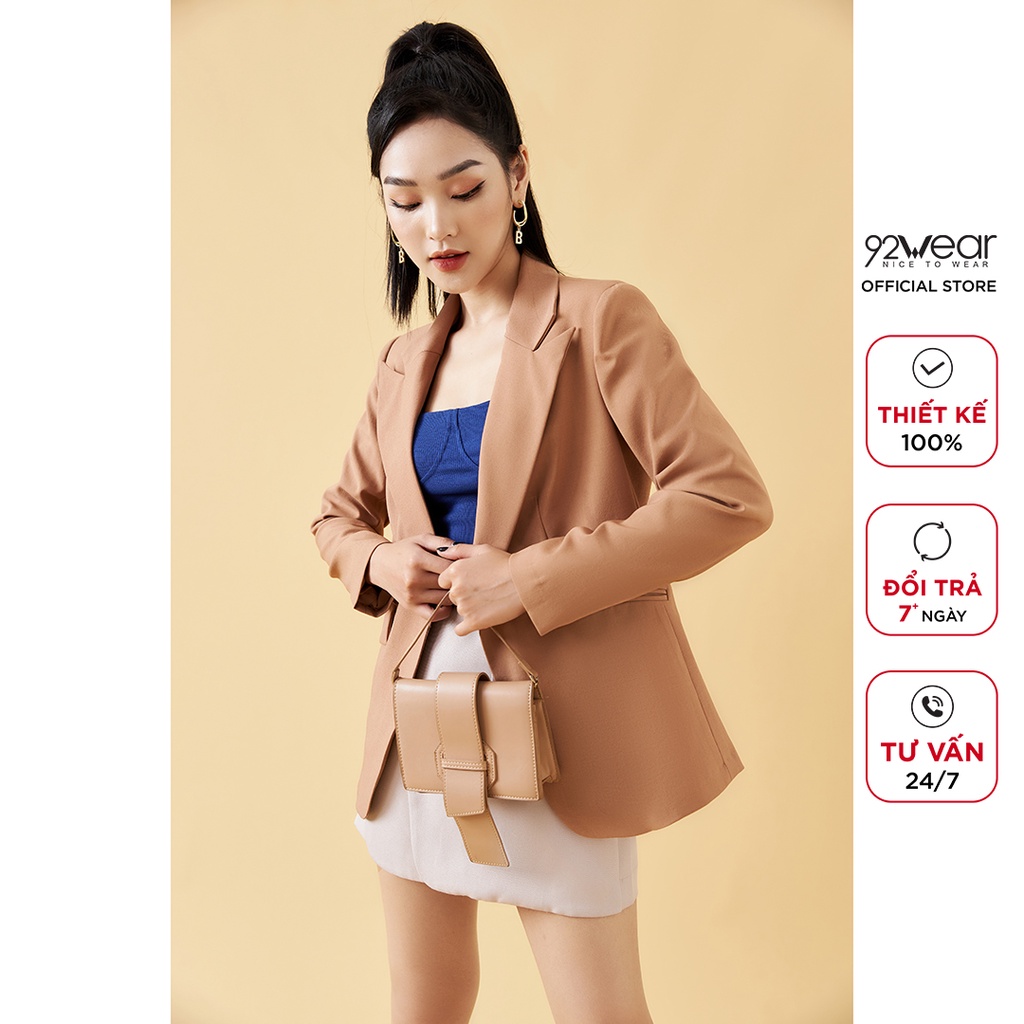 Áo vest nữ dài tay cổ bẻ 92WEAR thiết kế thanh lịch, trẻ trung VDA1805 | BigBuy360 - bigbuy360.vn
