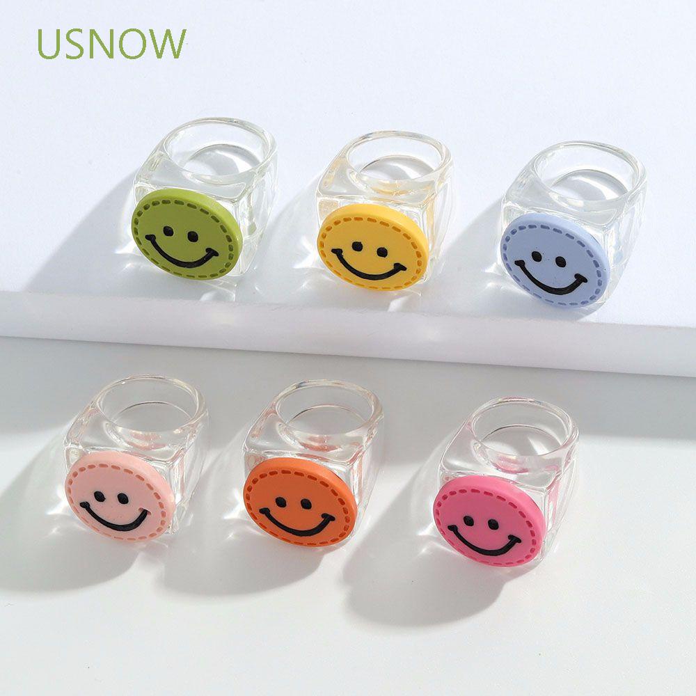 Nhẫn Đeo Ngón Tay Trong Suốt Hình Vuông / Chữ Nhật 2021 Phong Cách Hàn Quốc Ngọt Ngào Thời Trang Cho Nữ