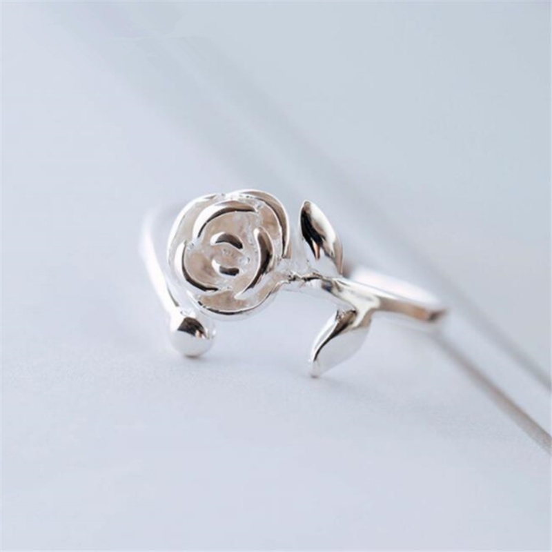 Nhẫn Bạc 925 Họa Tiết Hoa Hồng Và Lá Thời Trang CR252