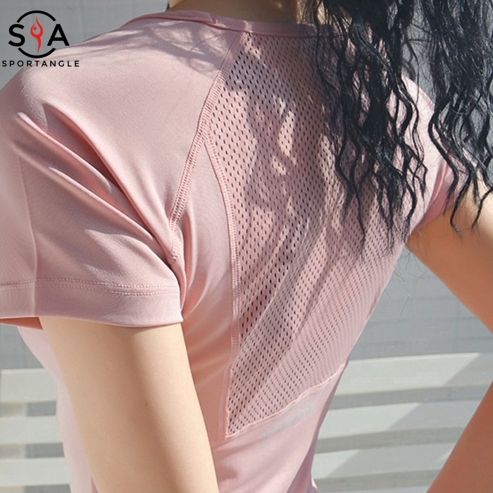 Áo thun thể thao phối lưới thoáng khí dành cho bạn nữ