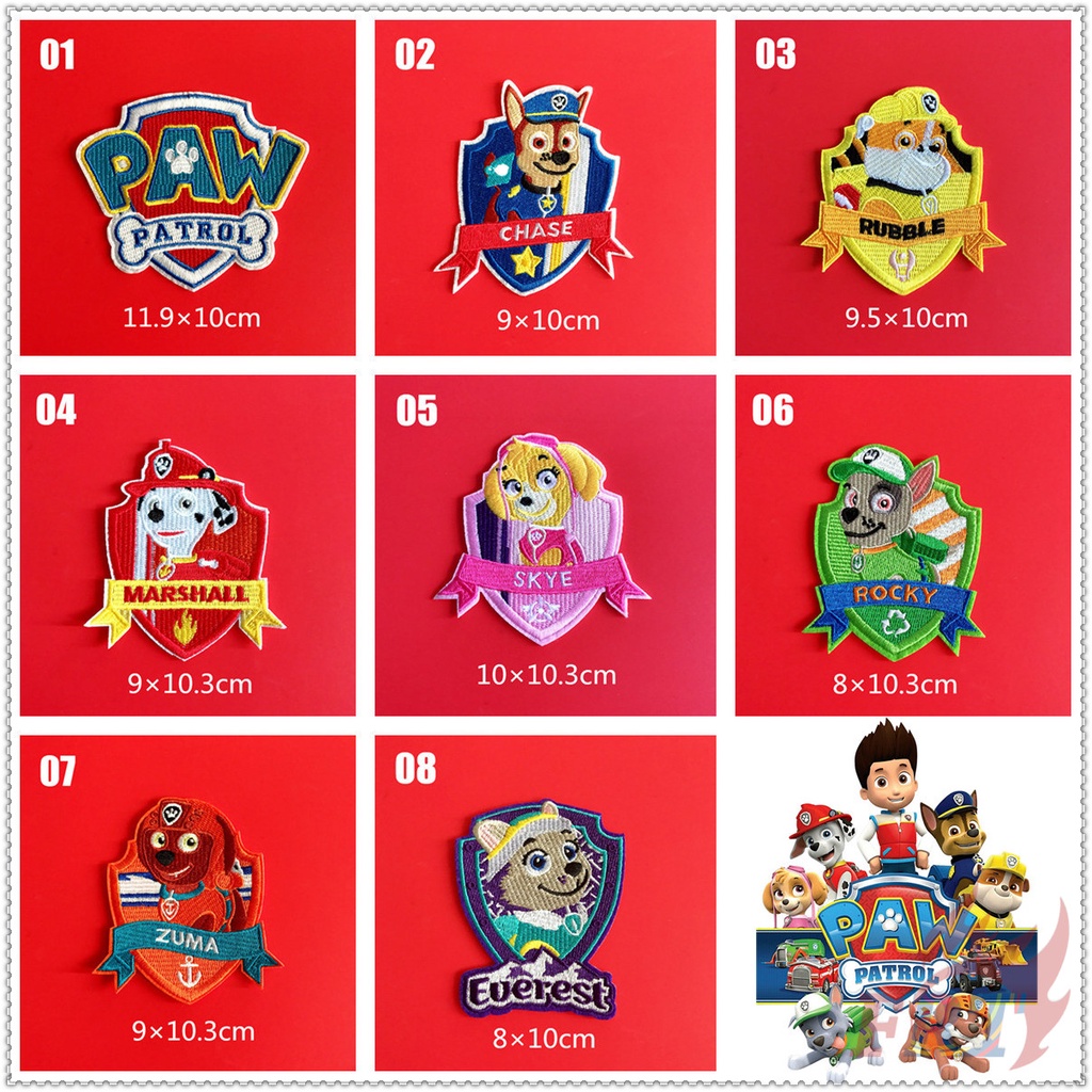 ✿ Phim Hoạt Hình:Paw Patrol Series 03 Miếng Vá Sắt ✿ 1 Sticker Ủi Thêu Hình Huy Hiệu
