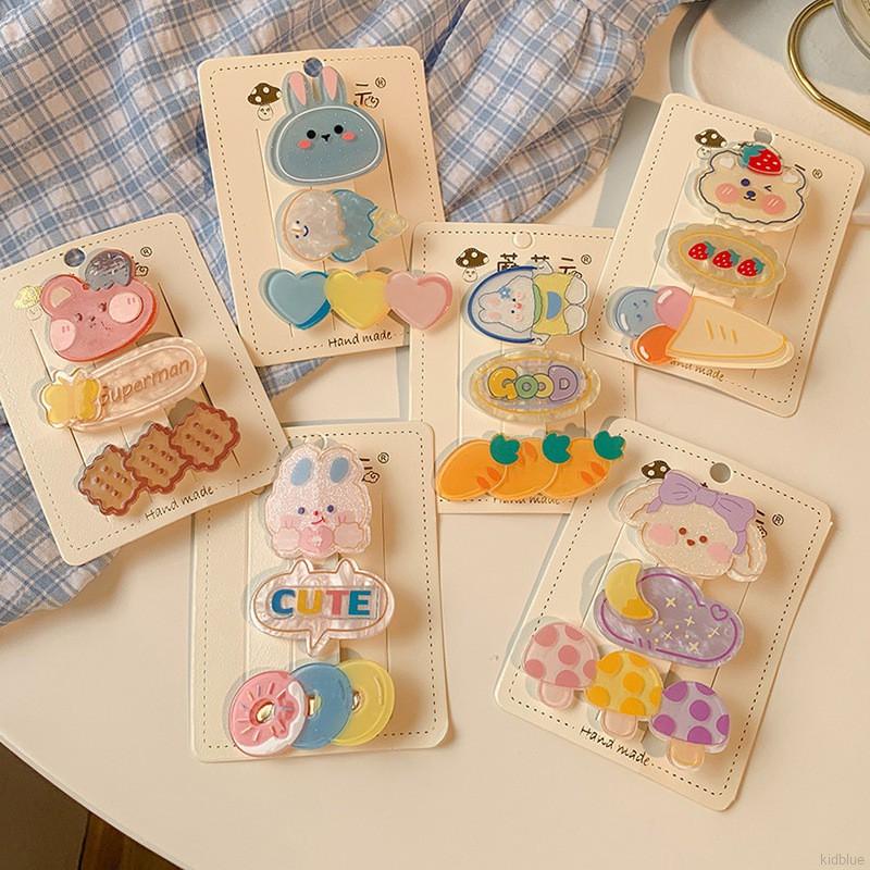 Kẹp tóc không đường may màu sắc kẹo ngọt phong cách Hàn Quốc dành cho bé gái