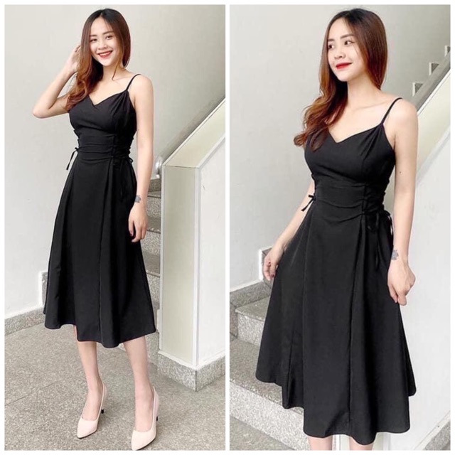 [Mã FAGREEN1505 giảm tới 30K đơn 99K] Đầm đen 2 dây đan eo (kèm hình thật) | BigBuy360 - bigbuy360.vn