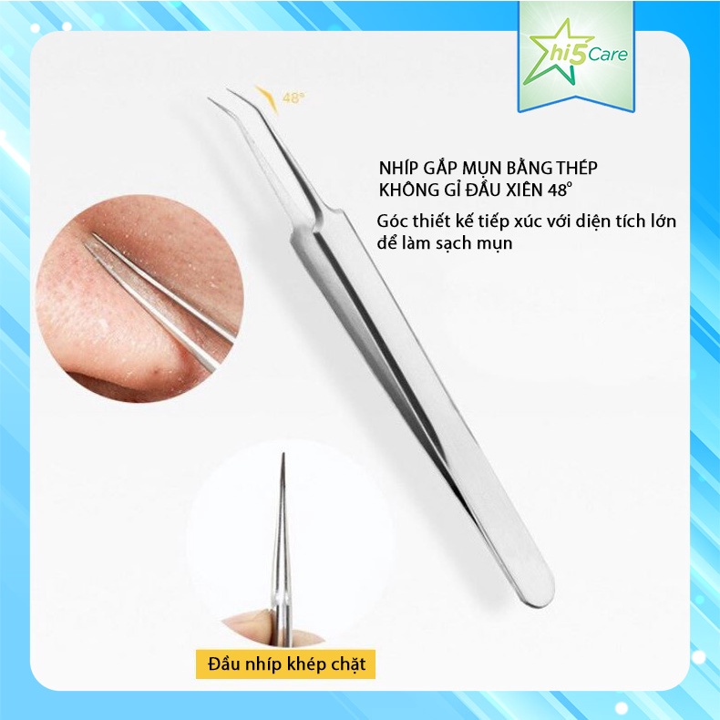 Bộ 5 Nhíp gắp mụn bằng thép không gỉ tiện dụng  #xien