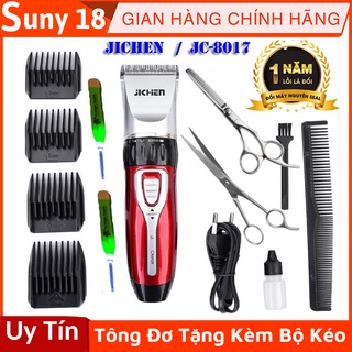 Tông Đơ Cắt Tóc Jichen 8017  ⚡ FreeShip ⚡ Bộ Tông Đơ Tặng Kèm Kéo Cắt Tóc + Công Cụ Lấy Ráy Tai Có Đèn