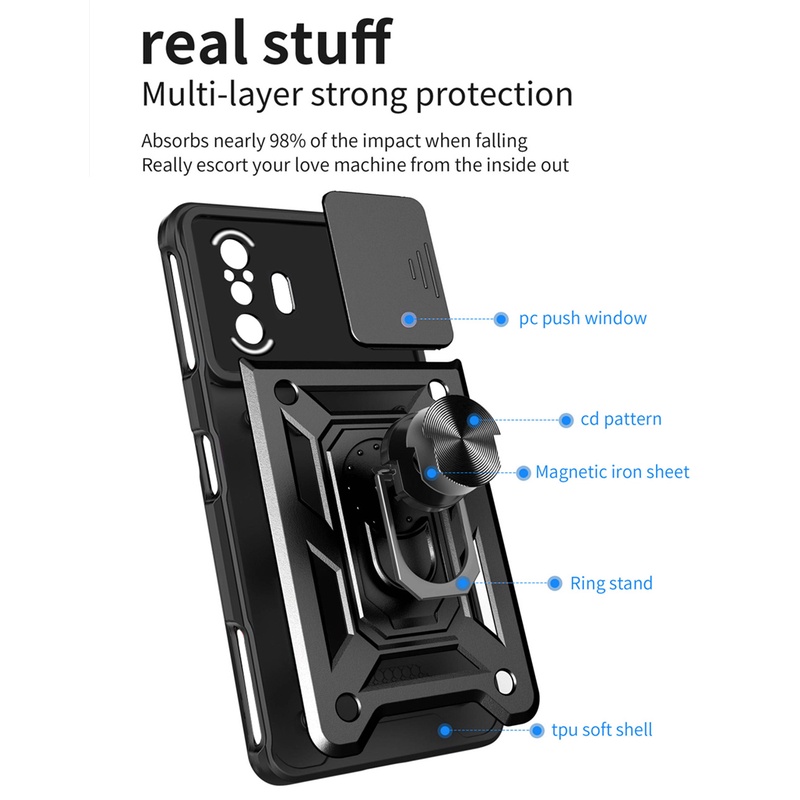 Ốp Điện Thoại Dạng Giáp Có Vòng Đỡ Nam Châm Cho Redmi K50 Gaming K40 K40 Pro Plus