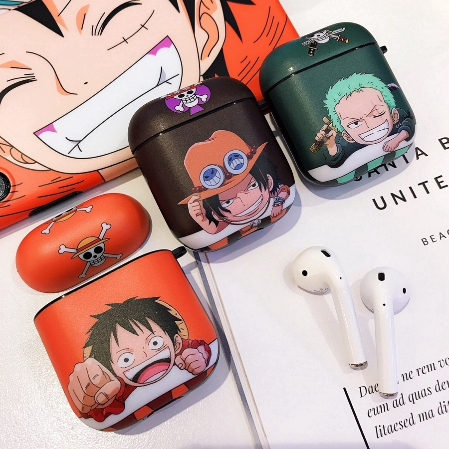 Vỏ bảo vệ hình One Piece Anime Luffy Ace Zoro thiết kế tiện dụng cho hộp sạc tai nghe Apple Airpods