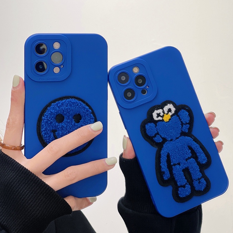 Ốp điện thoại màu xanh lam phối vải bông cho iPhone 13/12Pro 13 13/12/11Pro Max 12Mini X Xs Max XR 7 Plus 8 | BigBuy360 - bigbuy360.vn