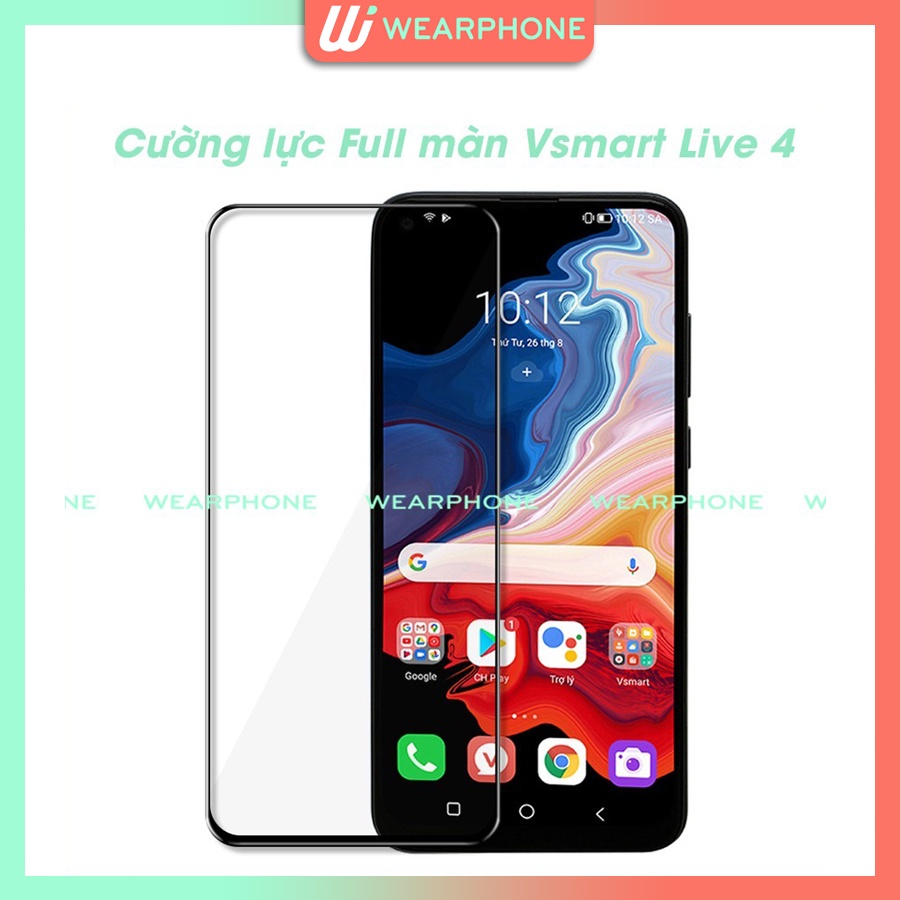 Miếng Dán Kính Cường Lực Vsmart Live 4 / Live4 Full Màn Hình Full Keo Wearphone 200830 Kèm Bộ Phụ Kiện Dán Đầy Đủ