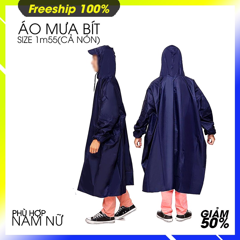 Áo mưa vải dù đơn 1 người các loại - Size 1m55 luôn cổ nhiều màu đẹp bền thời trang - Chống thấm tốt.