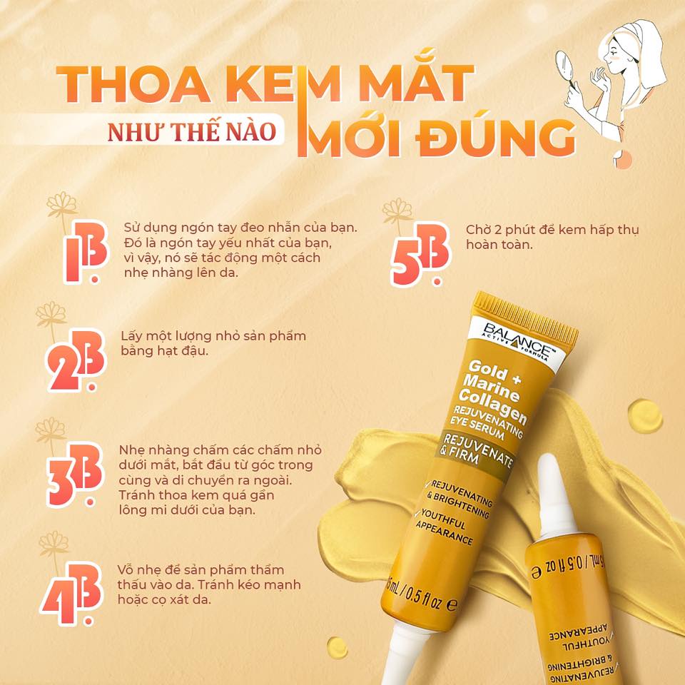 [CHÍNH HÃNG] Kem Dưỡng Da Vùng Mắt Ngừa Lão Hóa Balance Gold Collagen Rejuvenating Eye Serum 15ml