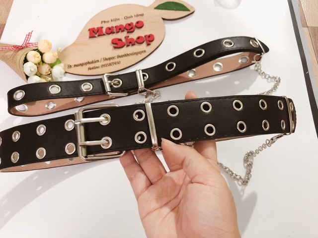 Thắt lưng kèm chain hot trend ( Belt Chain Ulzzang hàng lỗ to )