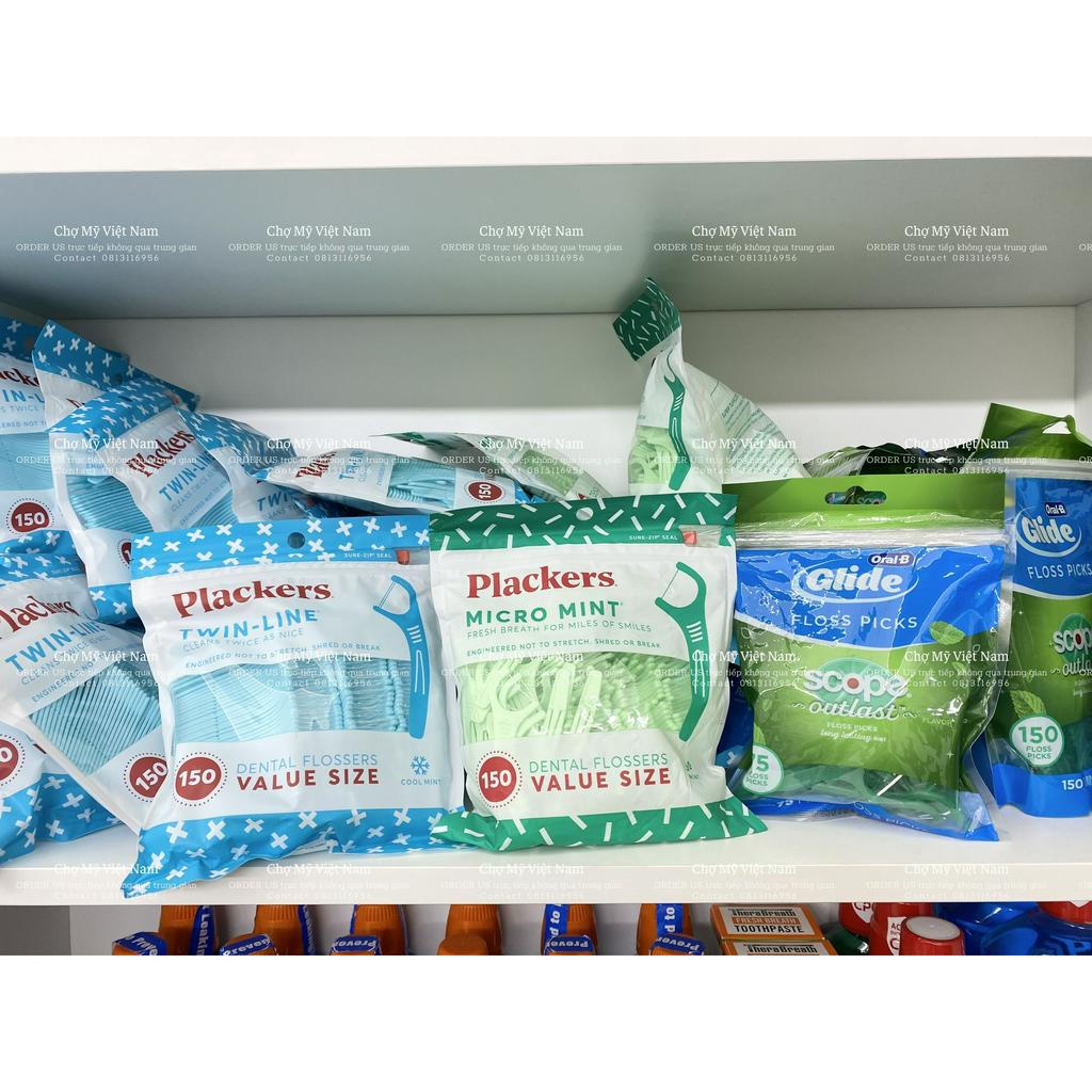 NHẬP MỸ - TĂM CHỈ NHA KHOA PLACKERS, GLIDE, GUM