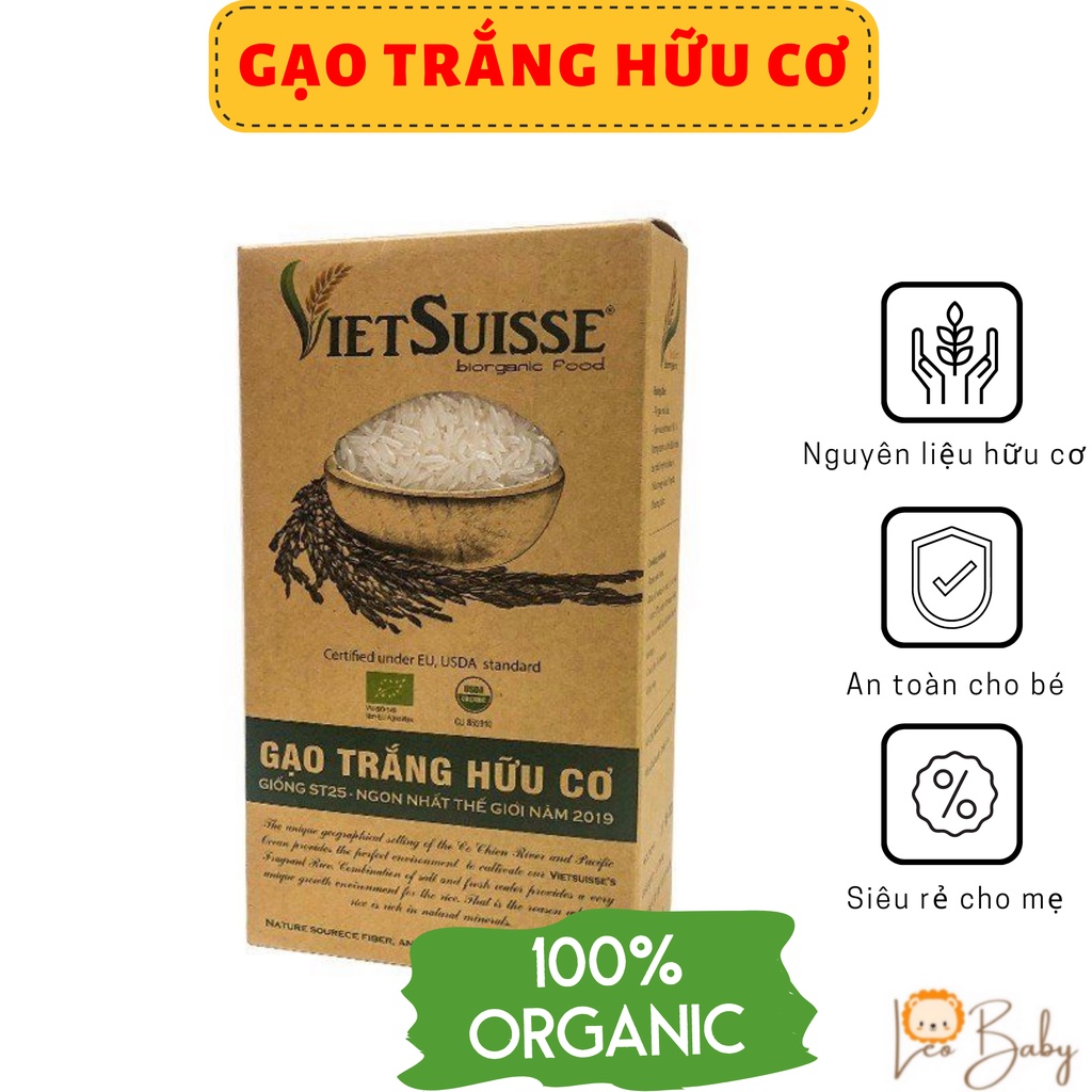 Gạo hữu cơ cho bé ăn dặm thơm ngon an toàn vietsuisse 1kg