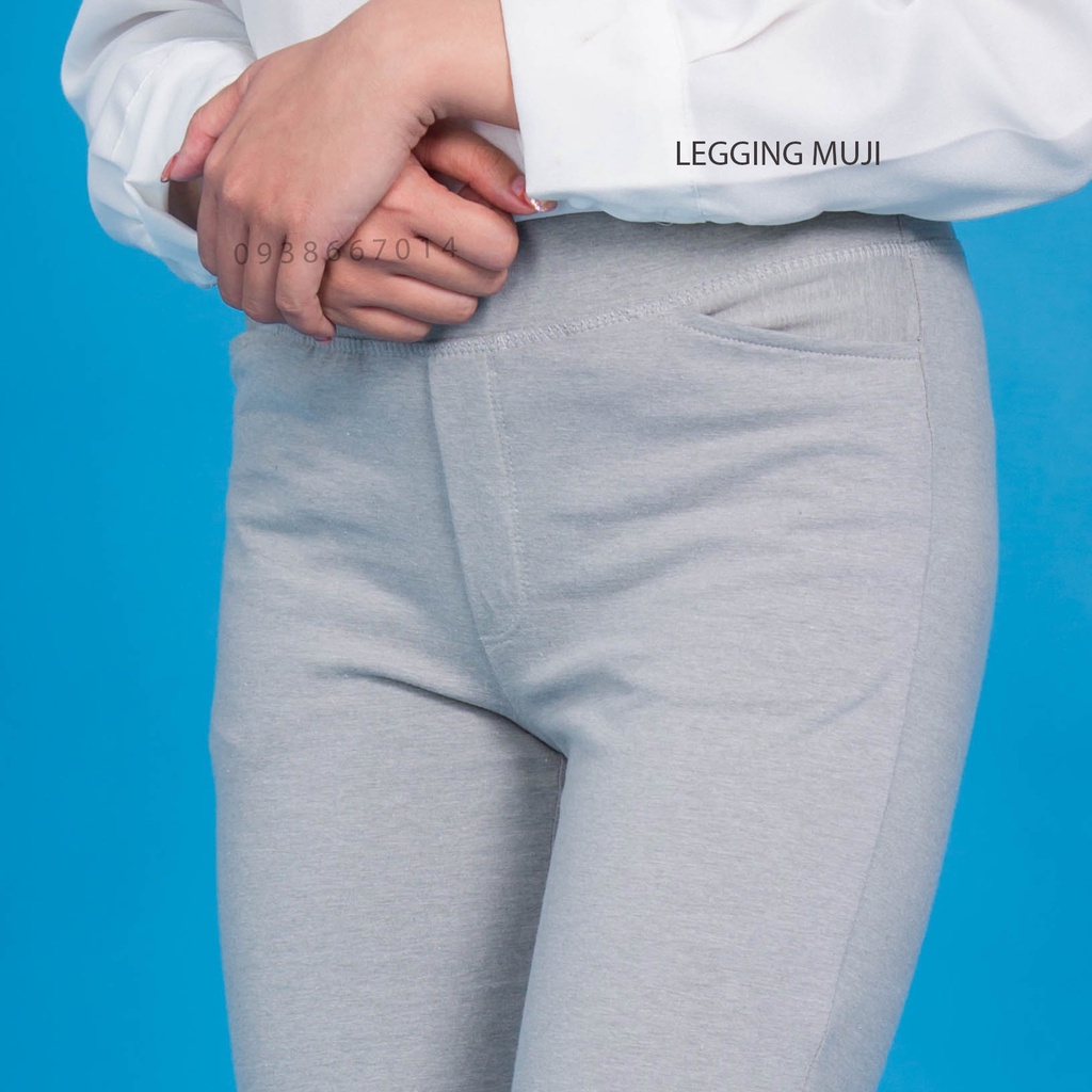 Quần legging thời trang MUJI màu xám trắng