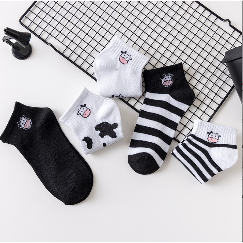 Set 5 đôi tất nữ vớ nữ con bò sữa ngộ nghĩnh đáng yêu chất siêu mềm mịn Cami.makeup TNX04