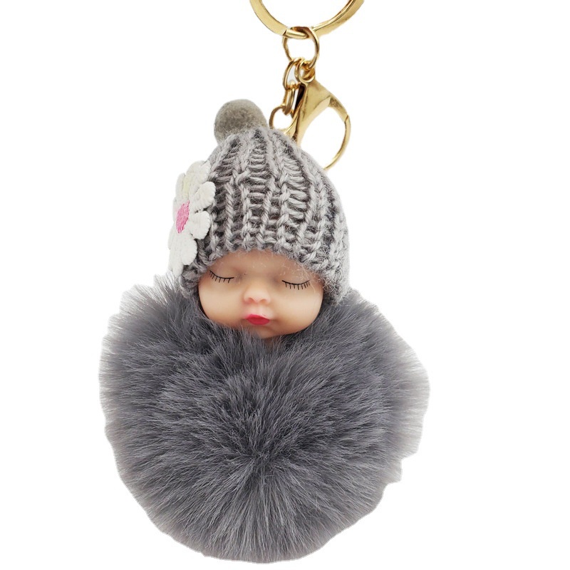 móc khóa cute mini độc lạ búp bê baby kèm quả bông mềm mại hải hà shop