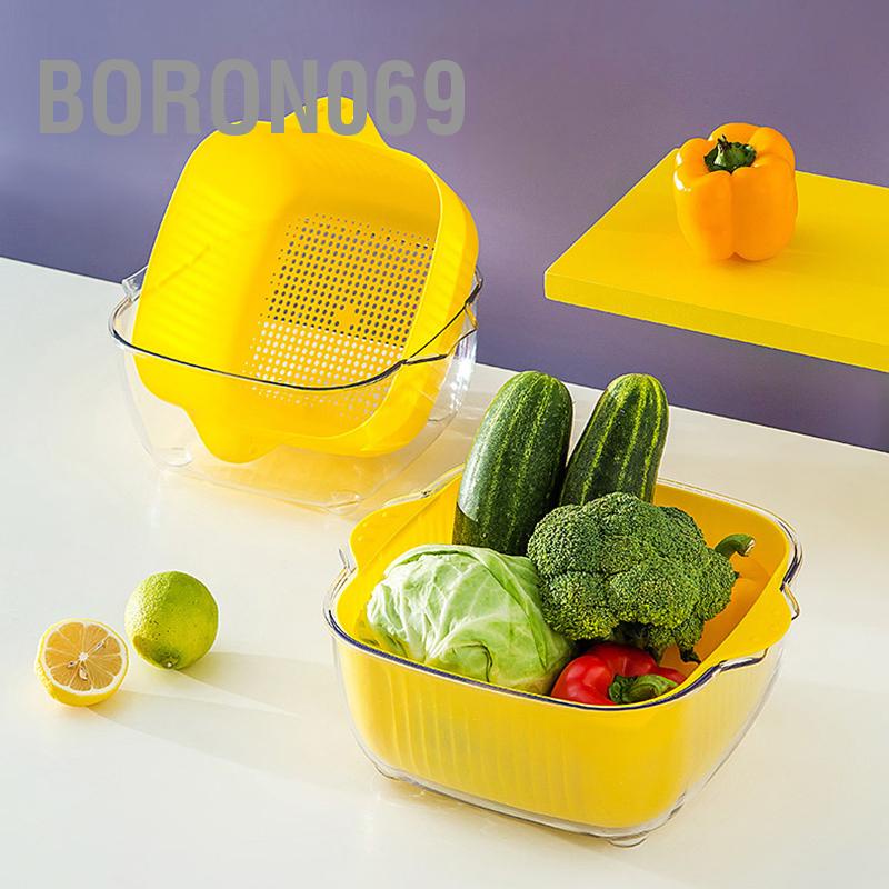 Rổ Hai Lớp Dày Dặn Họa Tiết Vịt Vàng Dễ Thương An Toàn Có Thể Tháo Rời Cho Nhà Bếp Boron069