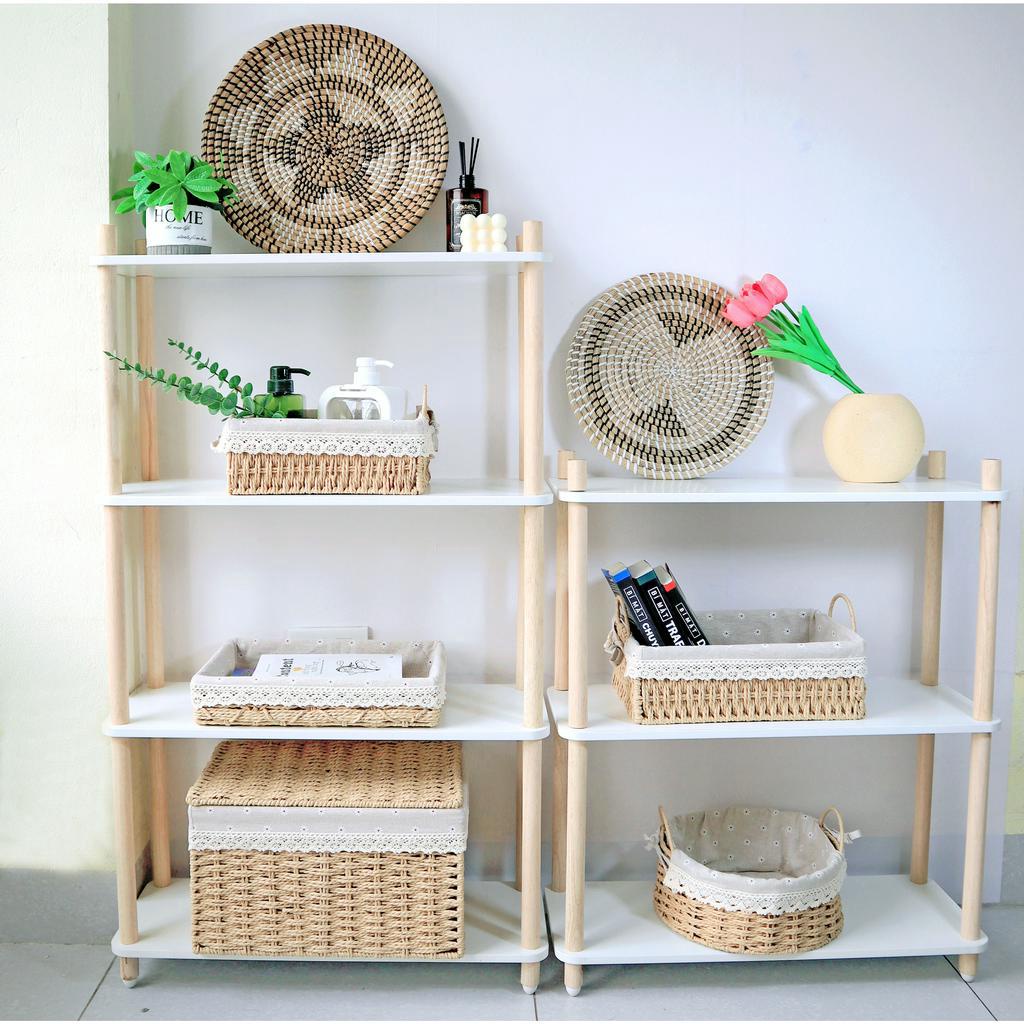 Kệ Gỗ Decor 2,3,4 Tầng Trang Trí Phòng Kệ mỹ phẩm, Kệ Trưng Bày Phong Cách Bắc Âu