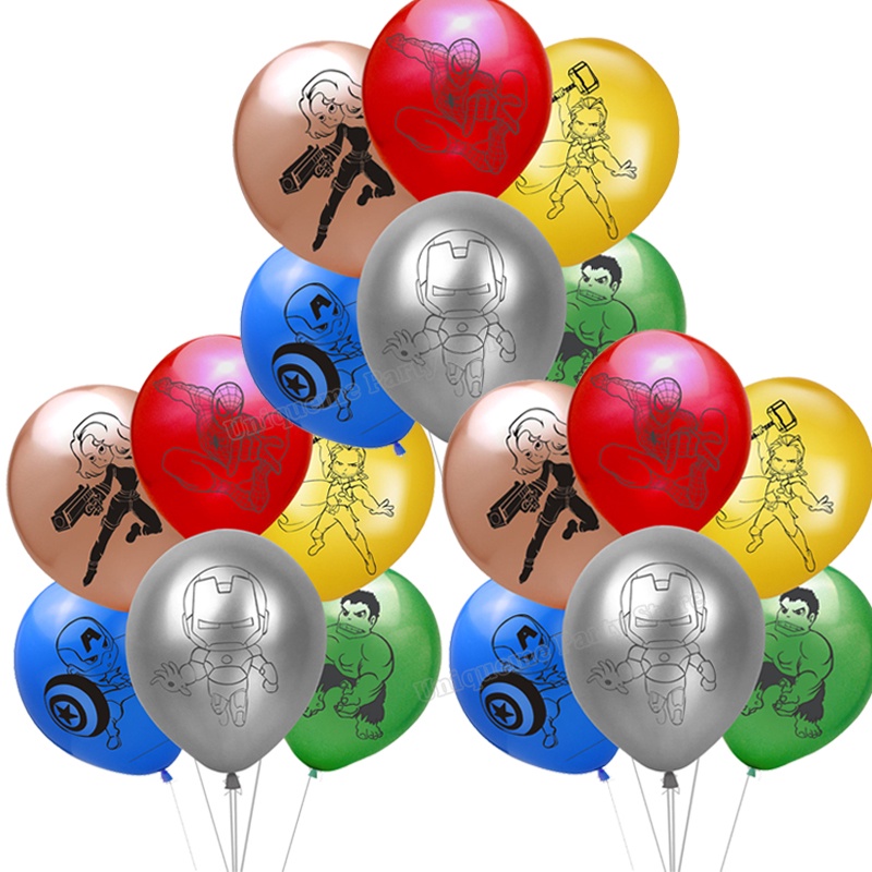 Bóng Bay Cao Su 12 inch In Hoạt Hình Người Nhện / Người Sắt Màu Xanh Lá Cây Khổng Lồ Co Giãn Trang Trí Tiệc Sinh Nhật Cho Bé
