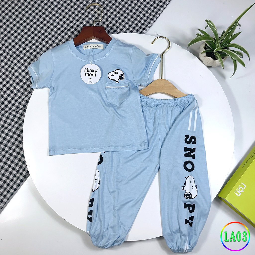 [LA03] Bộ Tay Cộc, Quần Alibaba Thun lạnh MINKY MOM CÓ SIZE ĐẠI Snoopy Mềm Mịn, Thấm Hút Mồ Hôi, Hàng Chuẩn Đẹp Cho Bé