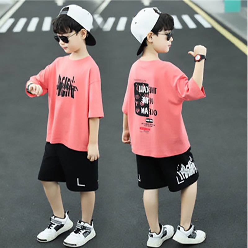 Bộ Đồ Thể Thao Áo Thun Tay Ngắn + Quần Short Thoáng Khí Cho Bé 110-160cm
