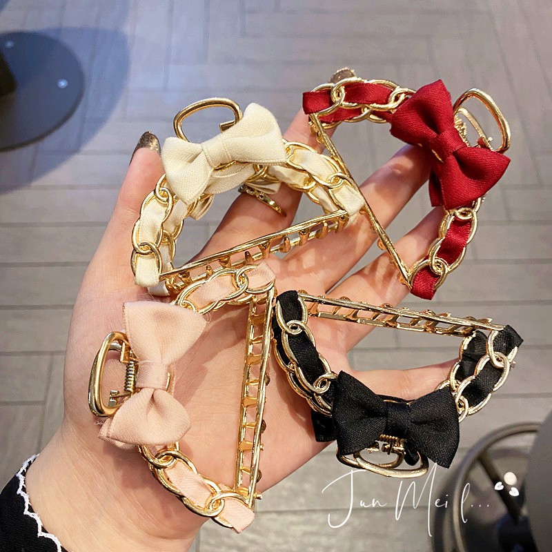 Kẹp tóc càng cua trang trí nơ phong cách Hàn Quốc ngọt ngào xinh xắn