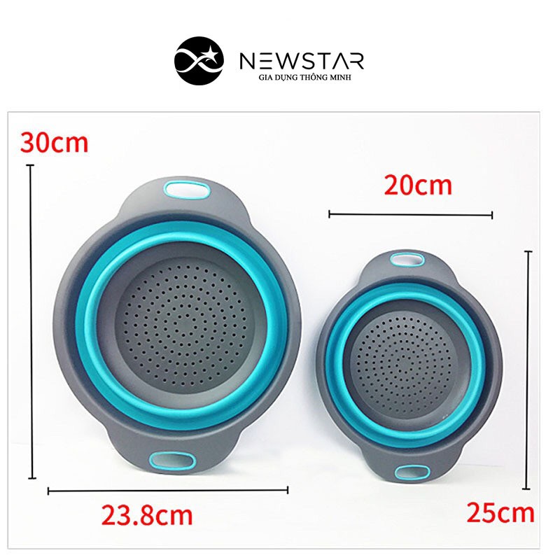 GIÁ SỈ] Bộ 2 rổ nhựa Silicon gấp gọn cực tiện lợi, Set 2 rổ gấp gọn silicon, Rổ rá gập gọn bằng nhựa silicon
