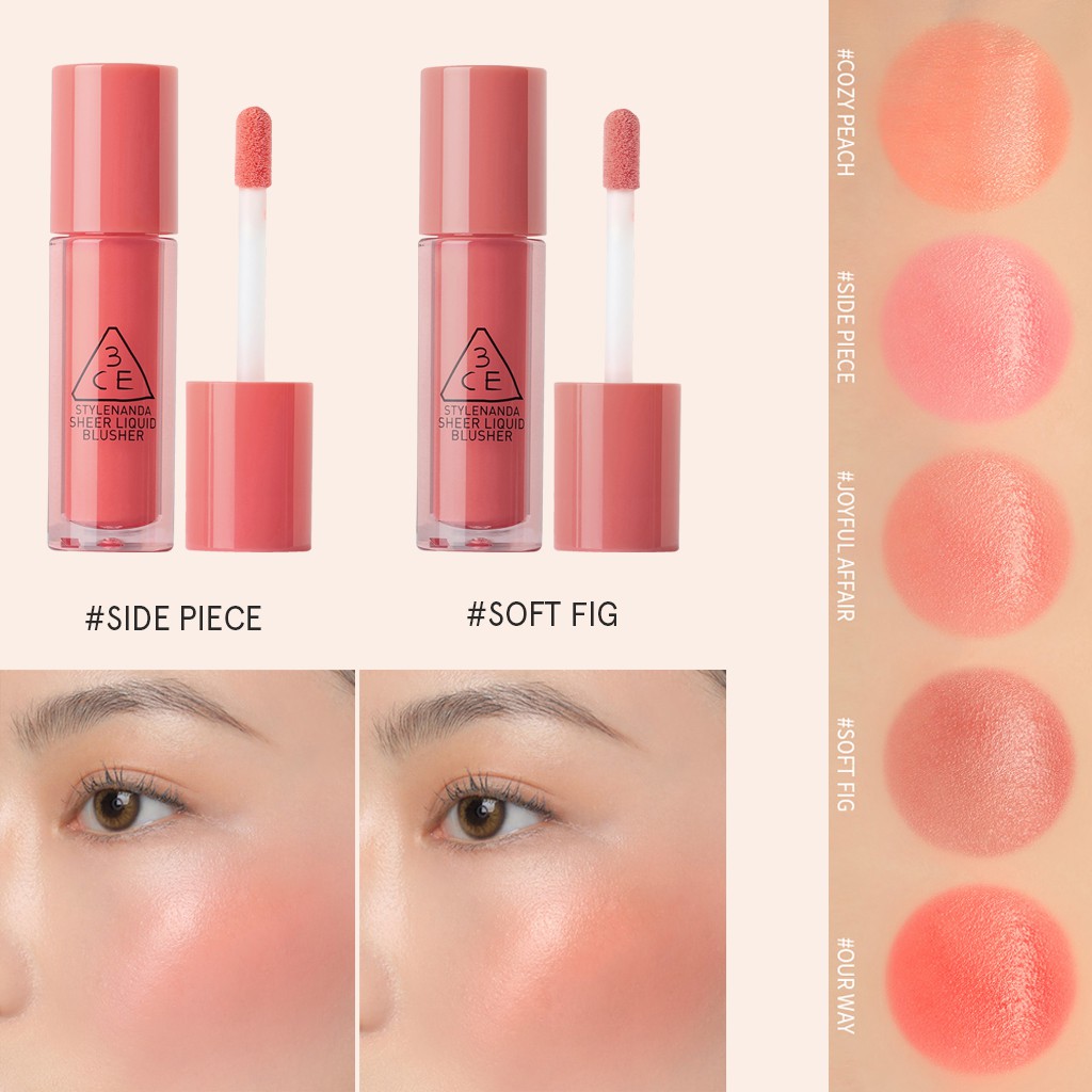 Phấn Má Hồng Dạng Lỏng 3CE Màu Sắc Tự Nhiên 3 g 3CE Sheer Liquid Blusher  | Official Store Cheek Make up Cosmetic