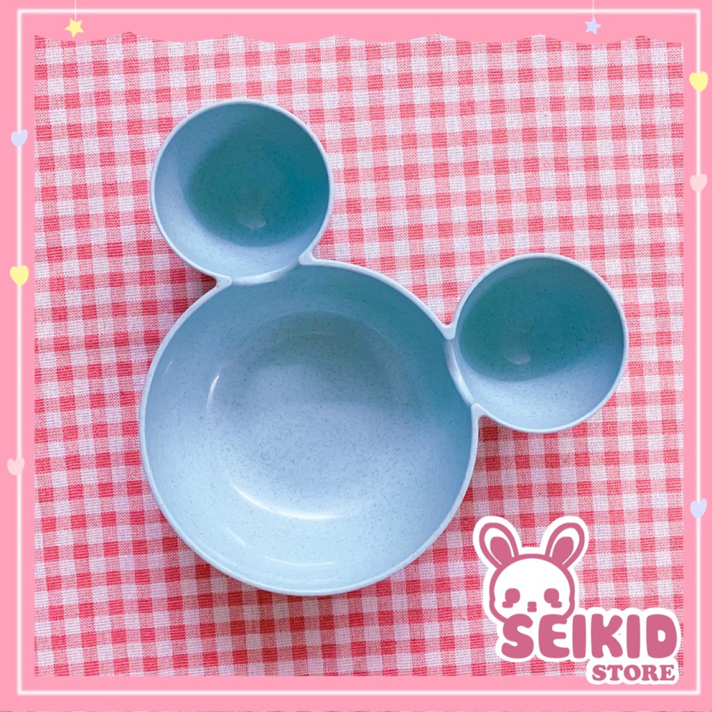 Khay ăn dặm lúa mạch hình Mickey an toàn cho bé 3 khoang chứa thức ăn Seikid Store