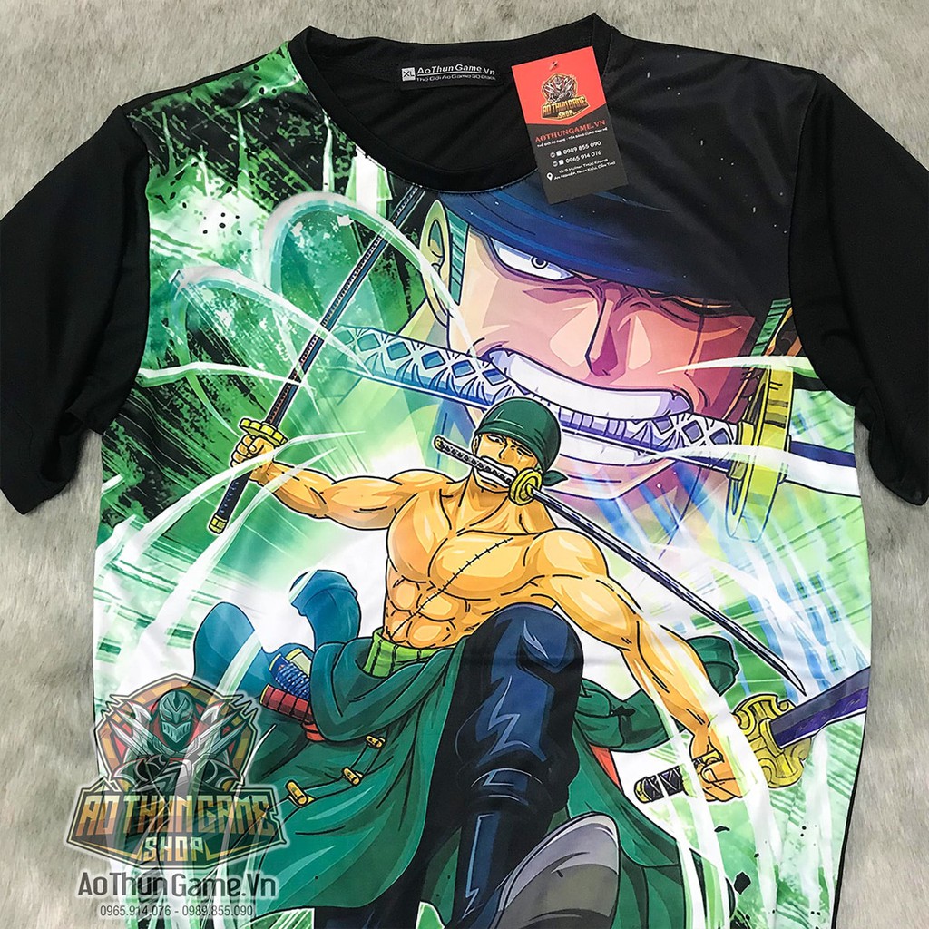 Áo anime one piece zoro 3d đen đẹp phông one piece zoro