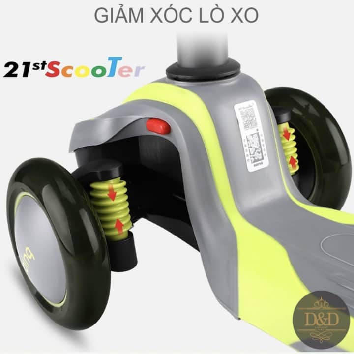 Xe trượt scooter 21st có giảm xóc, 3 bánh phát sáng cao cấp cho bé ( Tặng kèm 7 món bảo vệ cho bé ) - Home and Garden