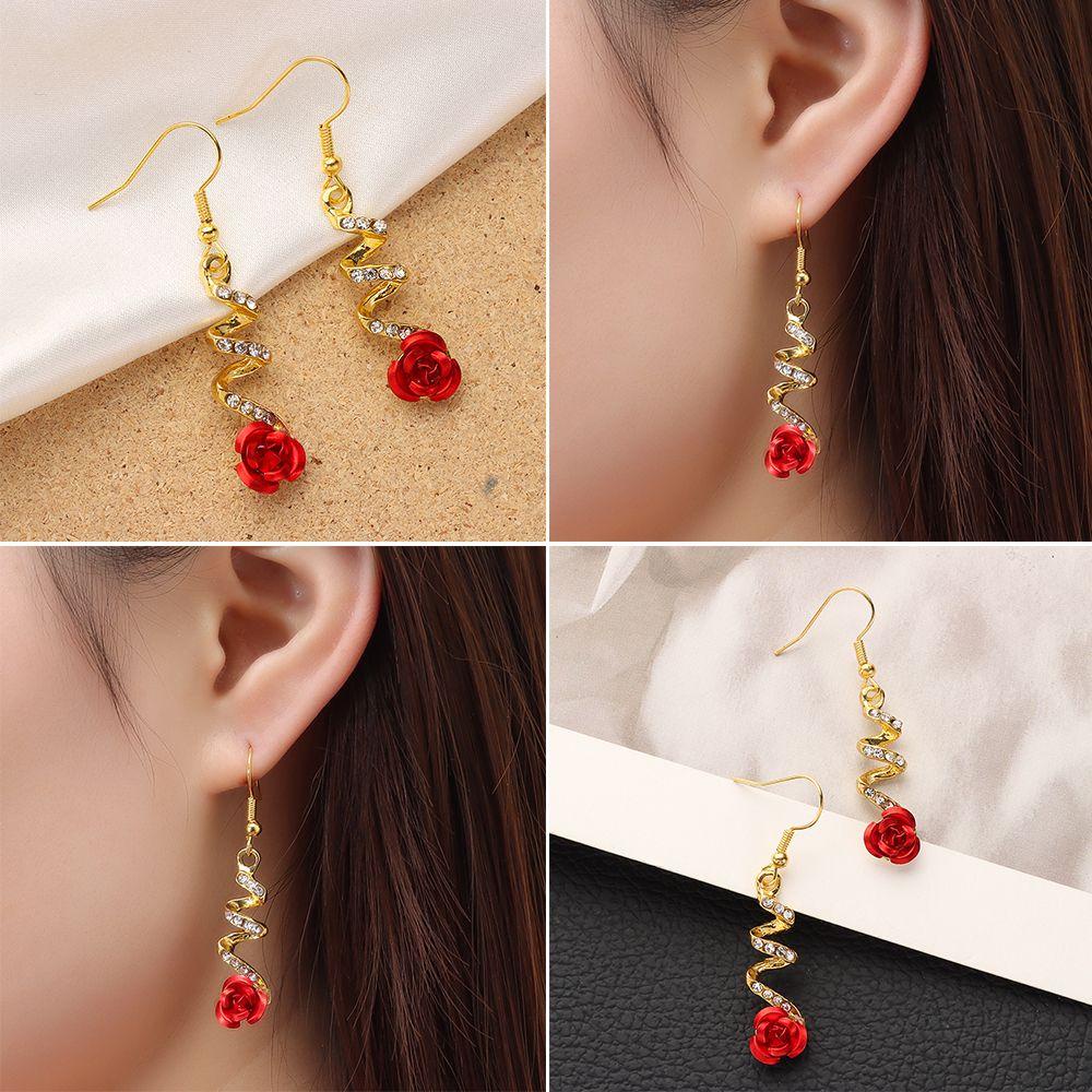 JUNE Khuyên Tai Hình Hoa Hồng Phong Cách Hàn Quốc Mới Cho Nữ