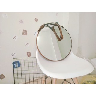 Gương treo tường da bò phù hợp để trang trí phòng ngủ, decor nhà tắm, bàn trang điểm