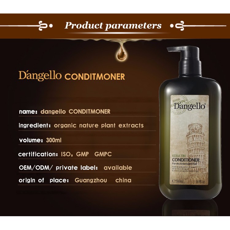 Dầu xả Dangello Keratin Conditioner 500ml dưỡng tóc mềm mượt, chắc khỏe