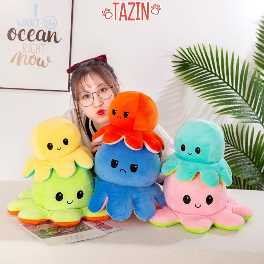 Gấu bông bạch tuộc cảm xúc hai mặt, bạch tuộc bông cảm xúc cutte đáng yêu cao cấp Tazin