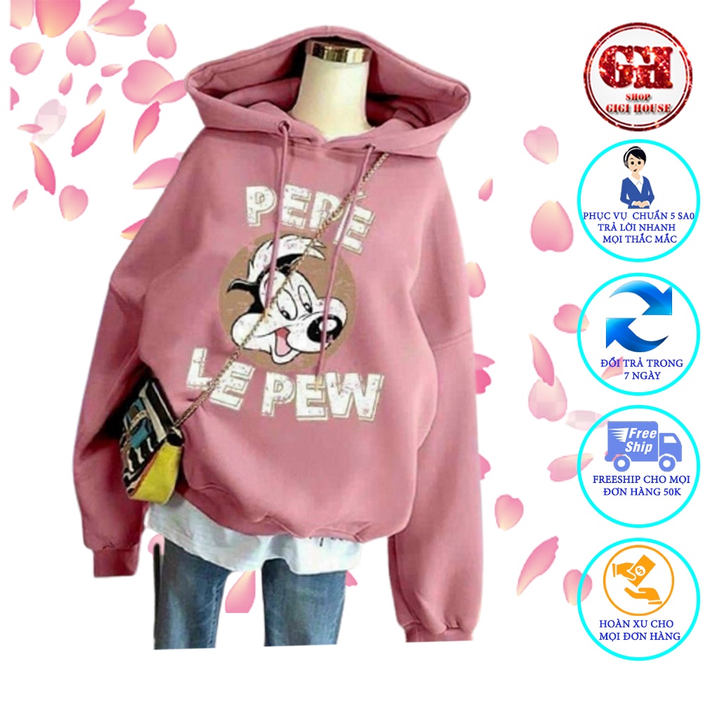 Hoodie Nỉ Mũ Sau 2 Lớp Hình In Cao Cấp Siêu Xinh, From Siêu Đẹp-HDPEPE